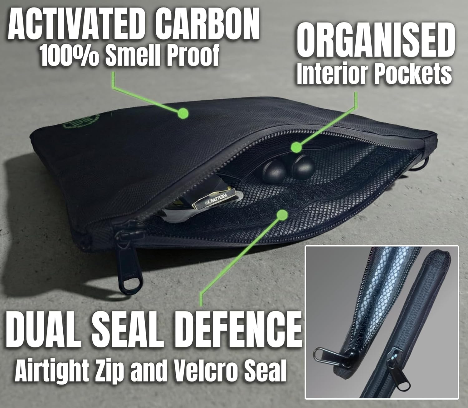Stash Bros Smell Proof Bag & 2 Airtight Tubes - Smell Proof Container & accessories