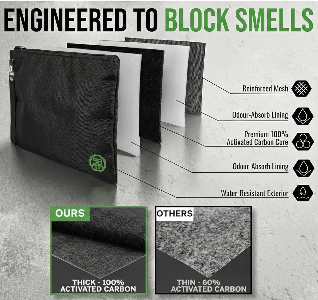 Stash Bros Smell Proof Bag & 2 Airtight Tubes - Smell Proof Container & accessories