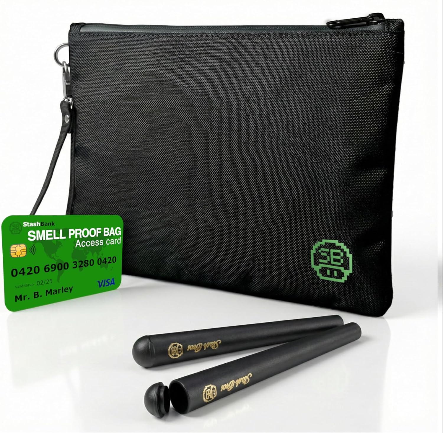 Stash Bros Smell Proof Bag & 2 Airtight Tubes - Smell Proof Container & accessories