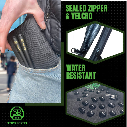 Stash Bros Pocket Smell Proof Bag & 2 Airtight Storage Tubes