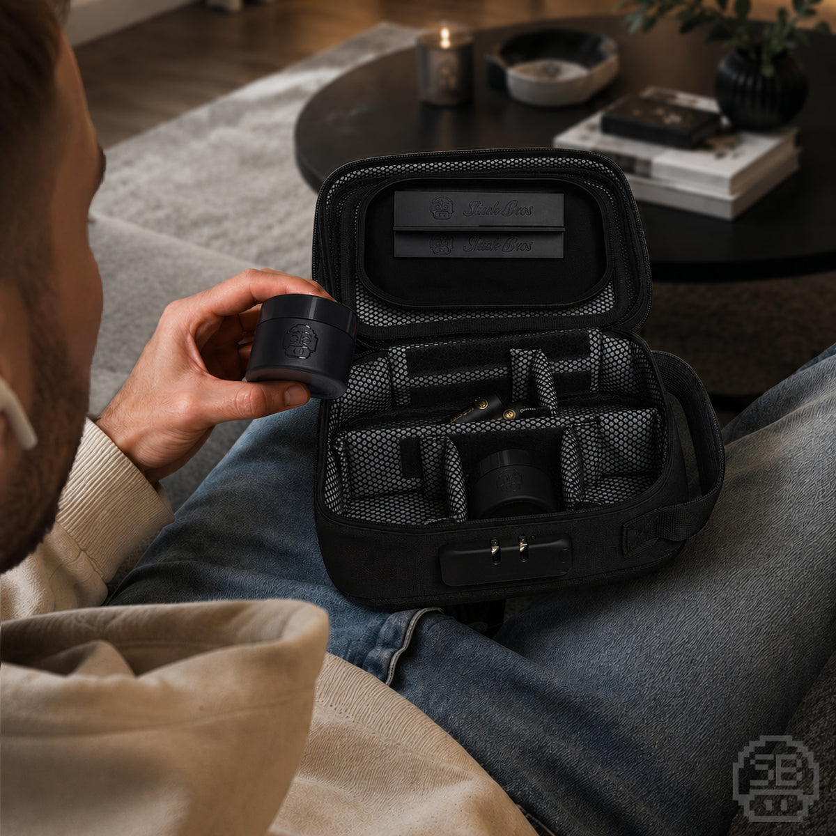Stash Bros Smell Proof Case with 2 Airtight Tubes, Rolling Tray, V-Card and 2x UV Jar